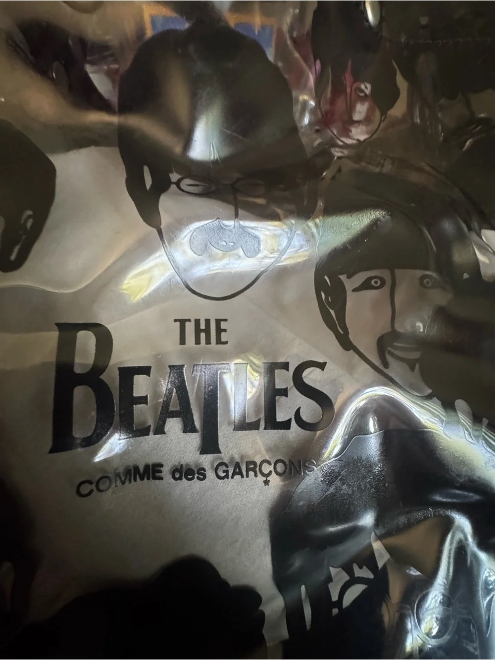 Comme des Garçons Black & White Beatles Graphic Tote Bag